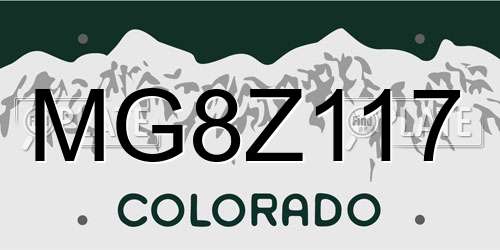 MG8Z117 Colorado License Plate