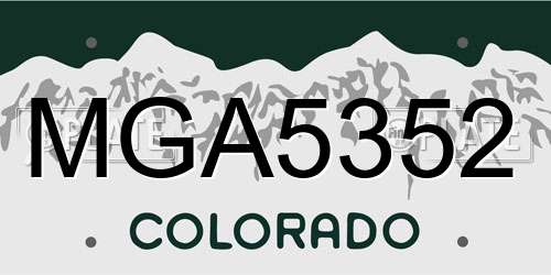 MGA5352 Colorado License Plate