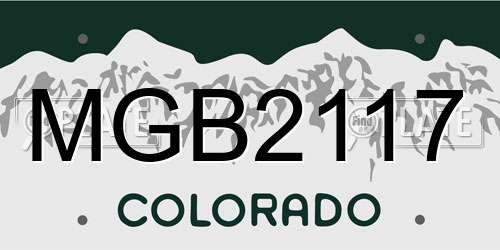 MGB2117 Colorado License Plate