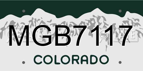 MGB7117 Colorado License Plate