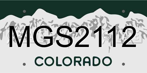 MGS2112 Colorado License Plate