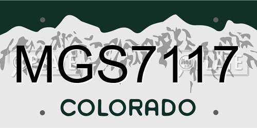 MGS7117 Colorado License Plate