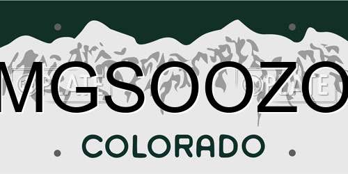 MGSOOZO Colorado License Plate