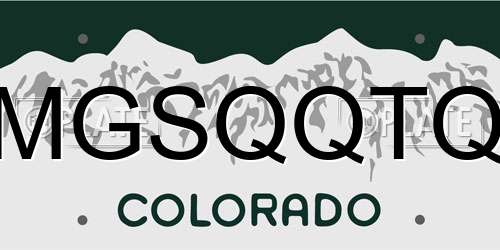 MGSQQTQ Colorado License Plate