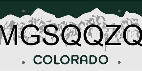 MGSQQZQ Colorado License Plate
