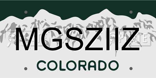 MGSZIIZ Colorado License Plate