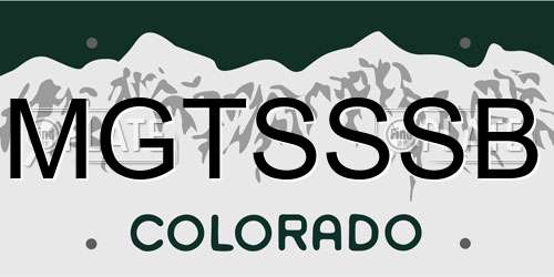 MGTSSSB Colorado License Plate