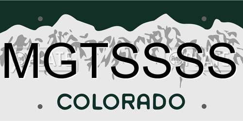 MGTSSSS Colorado License Plate