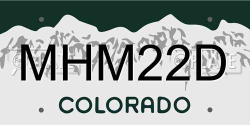 MHM22D Colorado License Plate