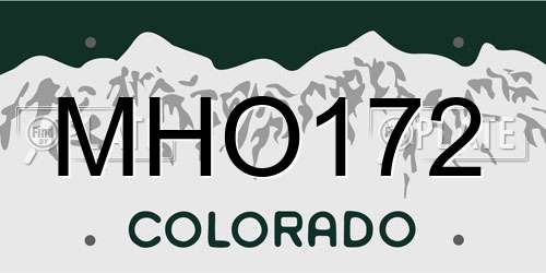 MHO172 Colorado License Plate