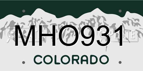 MHO931 Colorado License Plate