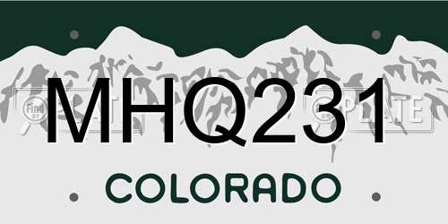 MHQ231 Colorado License Plate