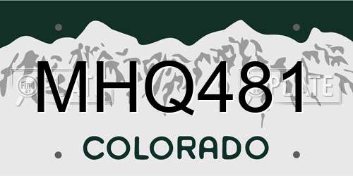 MHQ481 Colorado License Plate