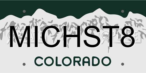 MICHST8 Colorado License Plate