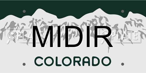 MIDIR Colorado License Plate