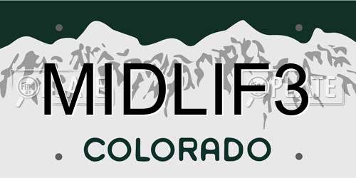 MIDLIF3 Colorado License Plate