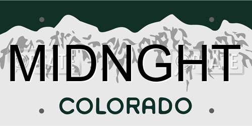 MIDNGHT Colorado License Plate