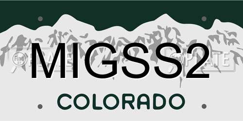 MIGSS2 Colorado License Plate