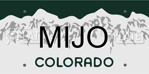 MIJO Colorado License Plate