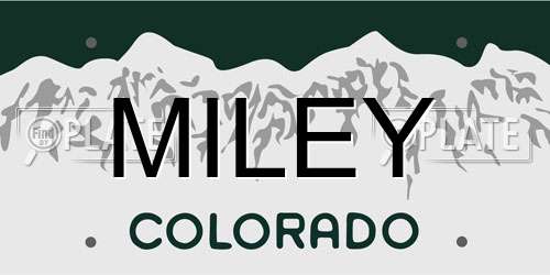 MILEY Colorado License Plate