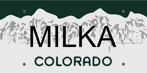 MILKA Colorado License Plate
