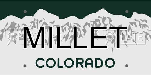 MILLET Colorado License Plate