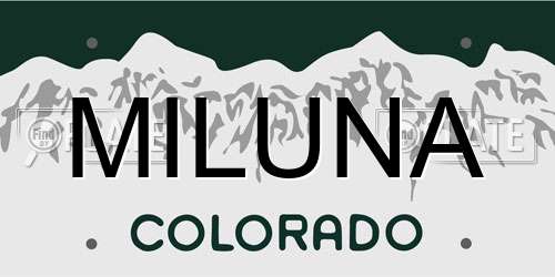 MILUNA Colorado License Plate