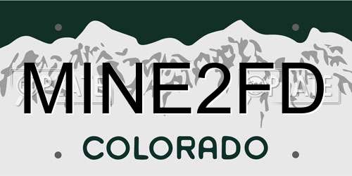 MINE2FD Colorado License Plate