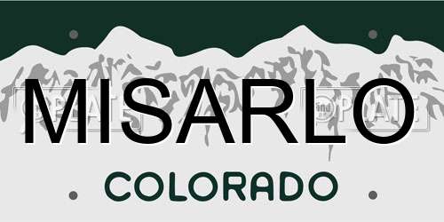 MISARLO Colorado License Plate