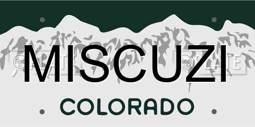 MISCUZI Colorado License Plate