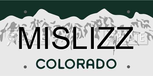 MISLIZZ Colorado License Plate