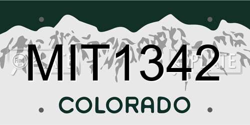 MIT1342 Colorado License Plate