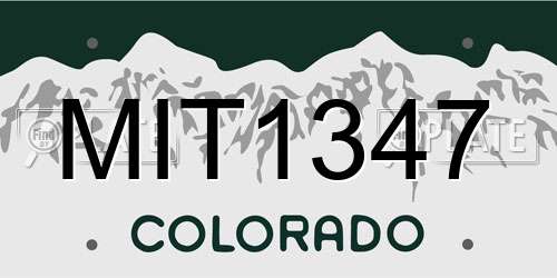 MIT1347 Colorado License Plate