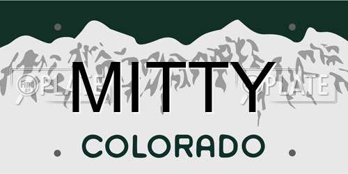 MITTY Colorado License Plate
