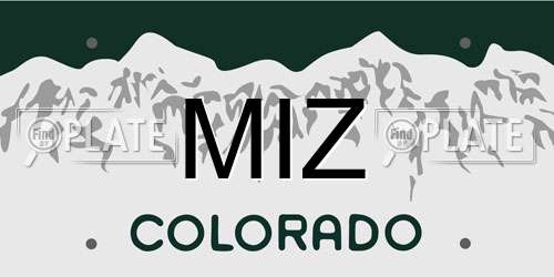 MIZ Colorado License Plate