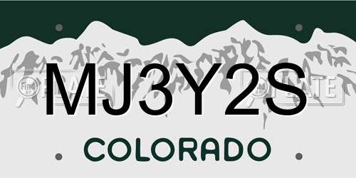 MJ3Y2S Colorado License Plate
