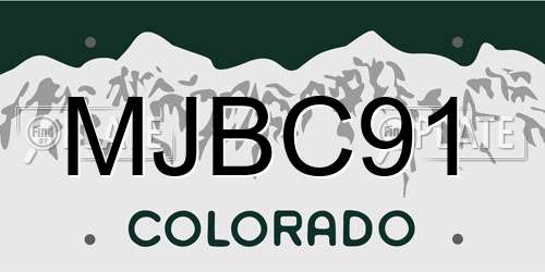 MJBC91 Colorado License Plate