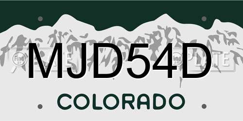 MJD54D Colorado License Plate