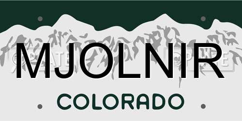 MJOLNIR Colorado License Plate