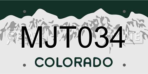 MJT034 Colorado License Plate