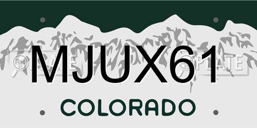 MJUX61 Colorado License Plate