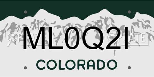 ML0Q2I Colorado License Plate