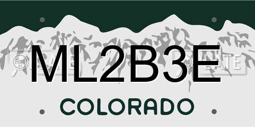 ML2B3E Colorado License Plate