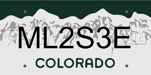 ML2S3E Colorado License Plate
