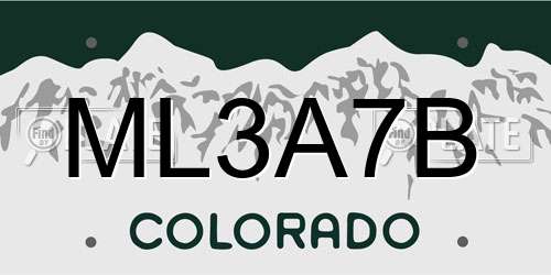 ML3A7B Colorado License Plate