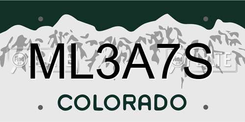 ML3A7S Colorado License Plate