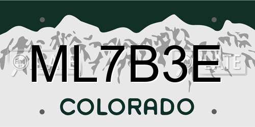 ML7B3E Colorado License Plate