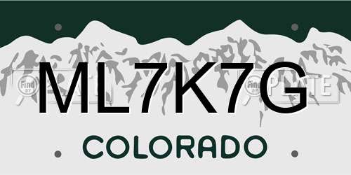 ML7K7G Colorado License Plate