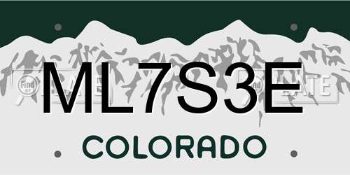 ML7S3E Colorado License Plate