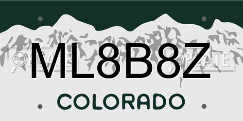 ML8B8Z Colorado License Plate
